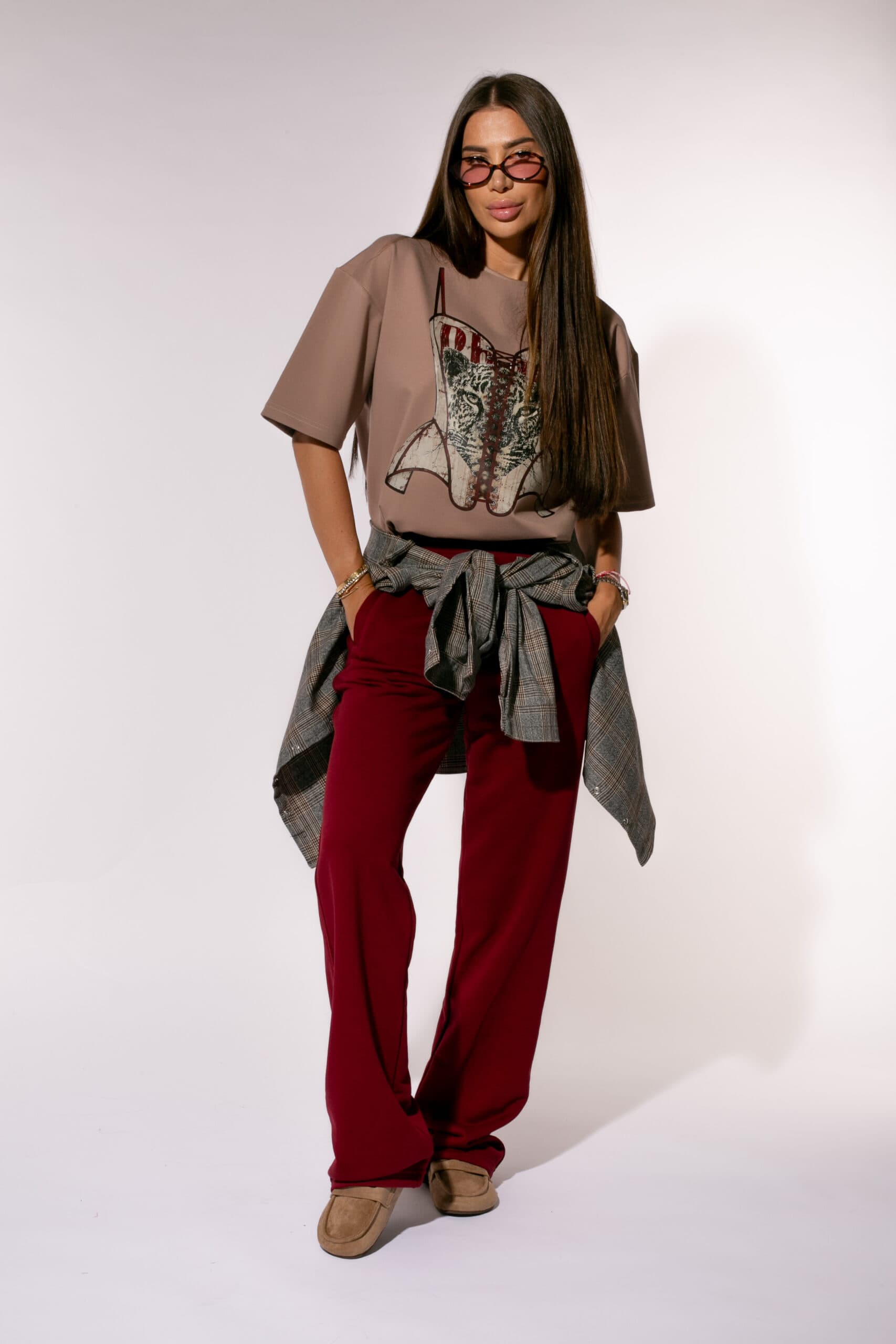 Pantalon Casual Burgundy — imagine 4