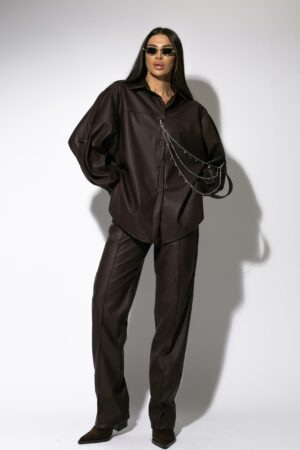 Camasa Piele Eco Burgundy-Etic - imagine 2