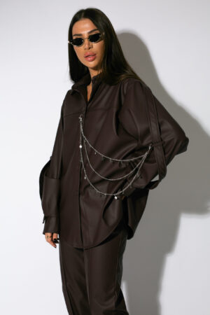 Camasa Piele Eco Burgundy-Etic - imagine 3