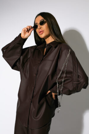 Camasa Piele Eco Burgundy-Etic - imagine 5